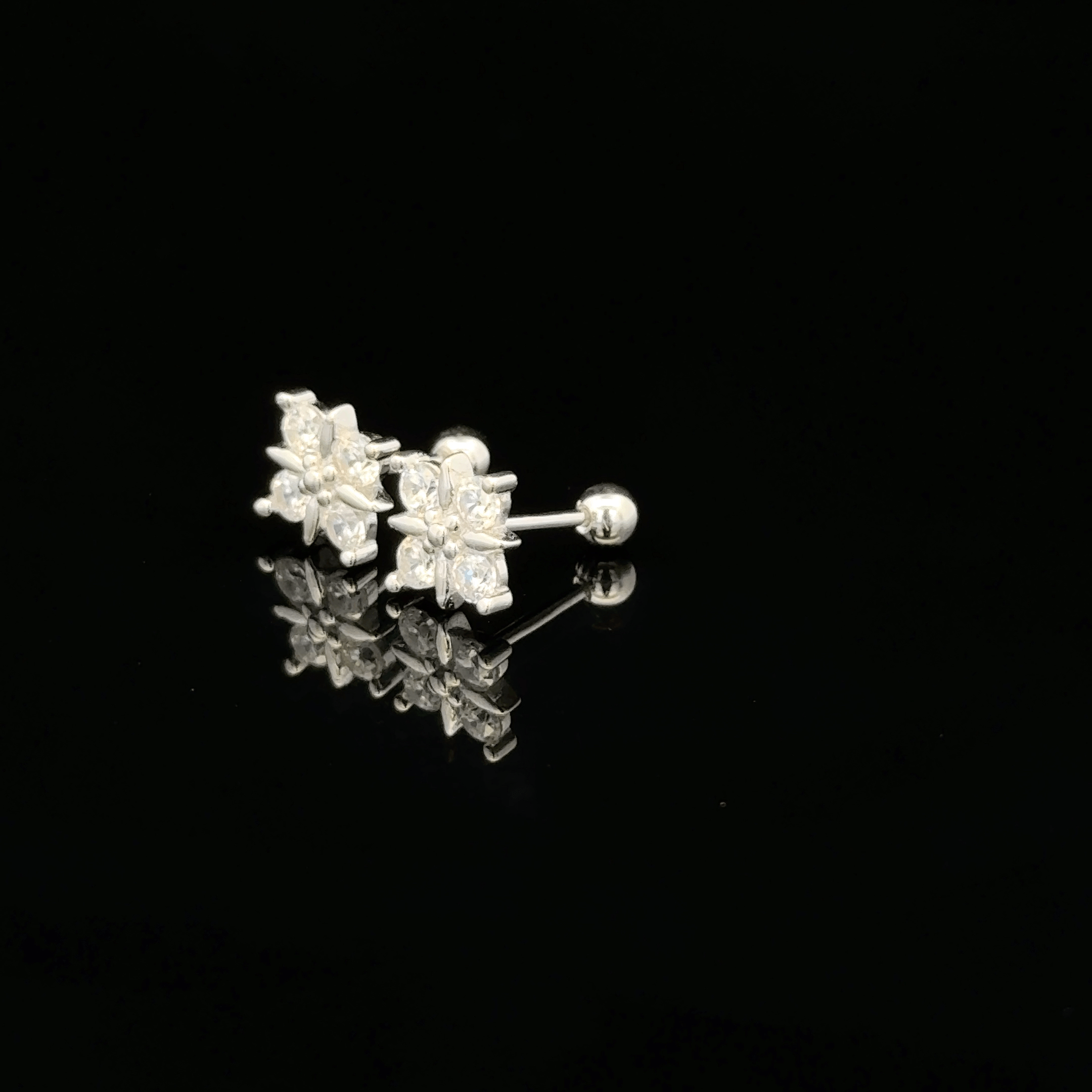 Silver Square stone Second Stud