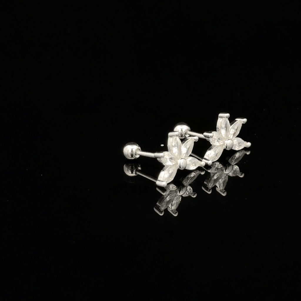 Silver Four Stone Second Stud
