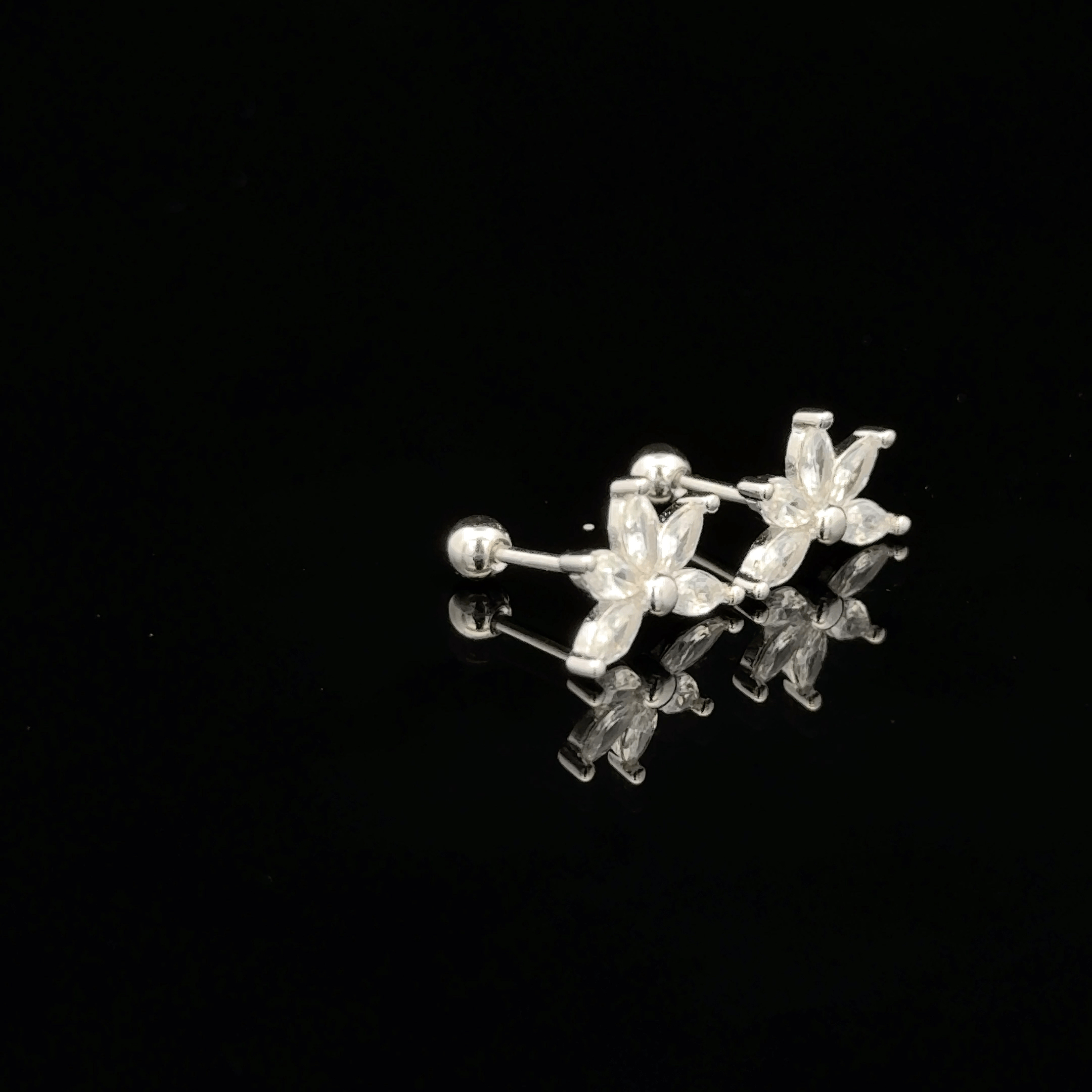 Silver Four Stone Second Stud