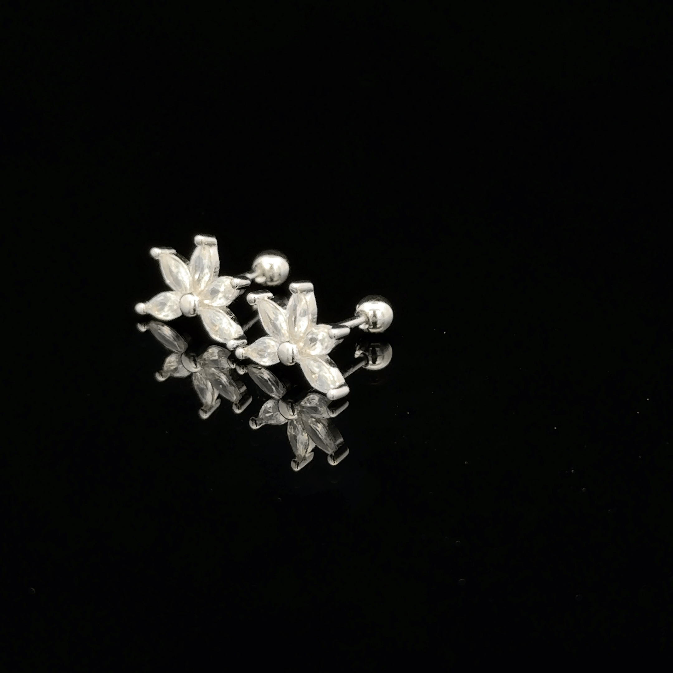 Silver Four Stone Second Stud