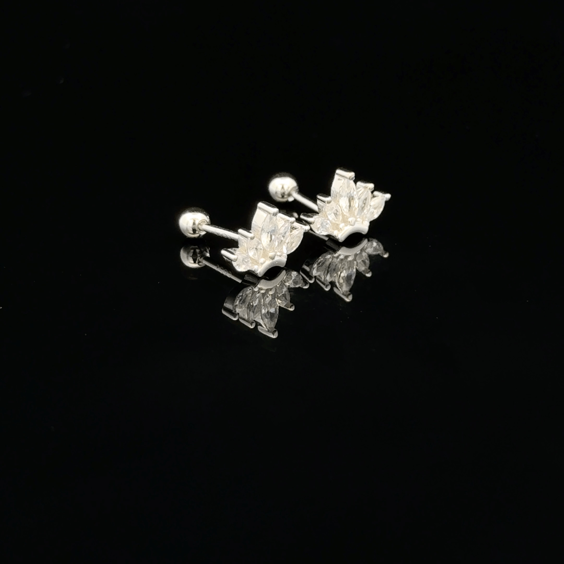 Silver Four Stone Second Stud