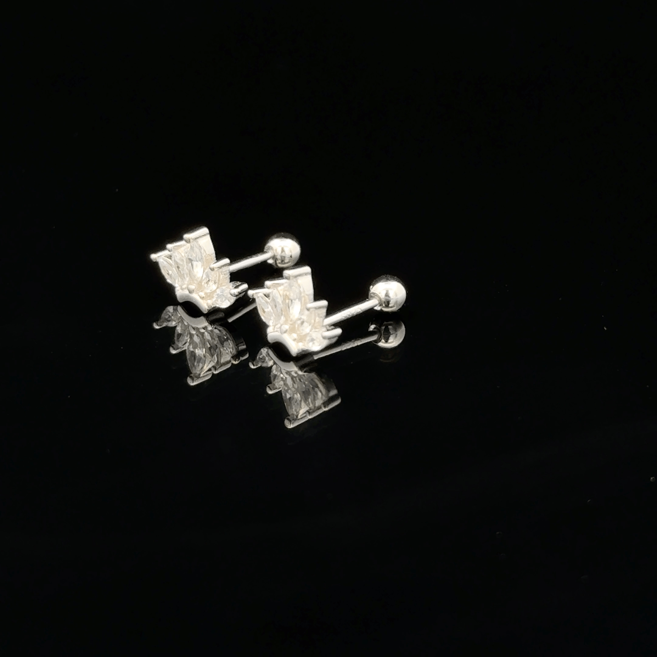 Silver Four Stone Second Stud