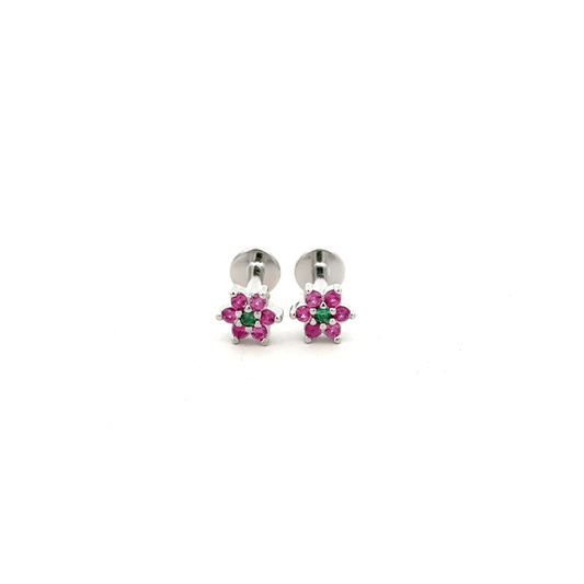 Green Stone Flower Stud