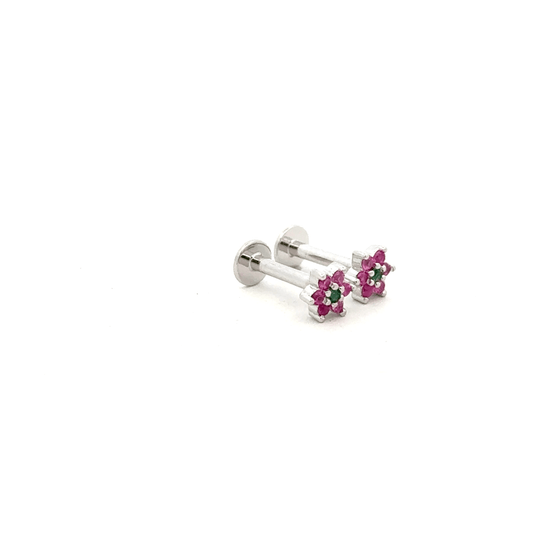 Green Stone Flower Stud