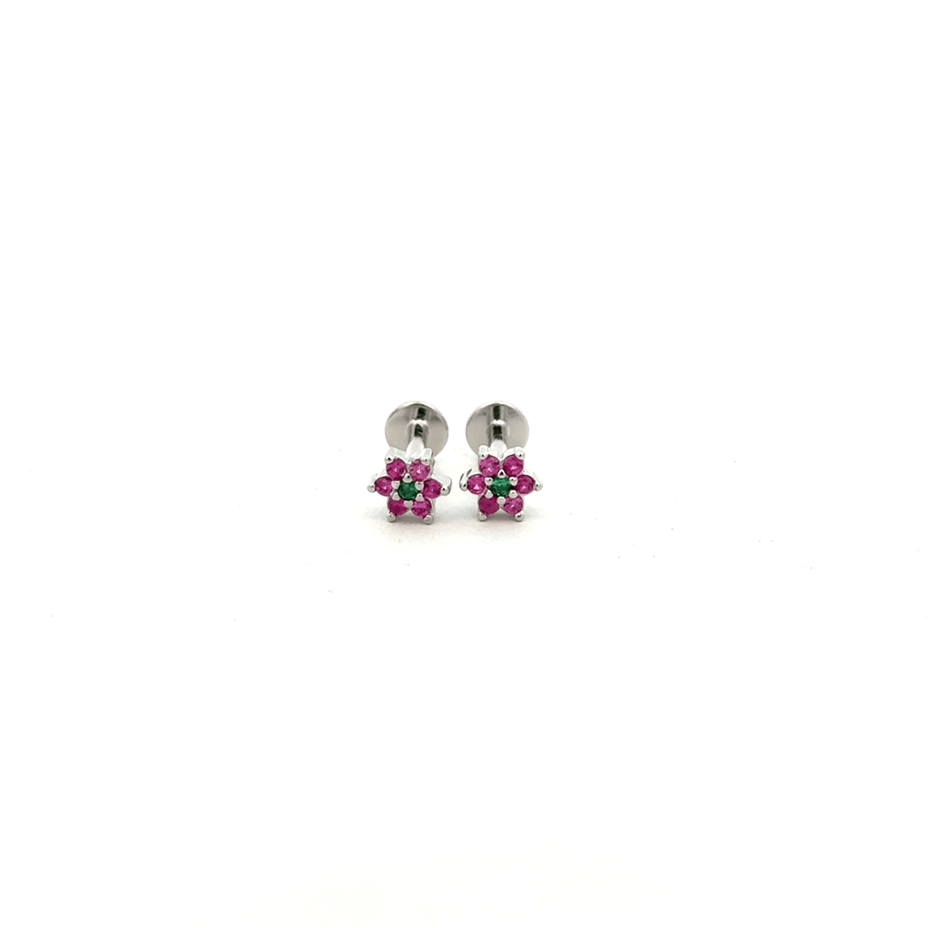 Green Stone Flower Stud