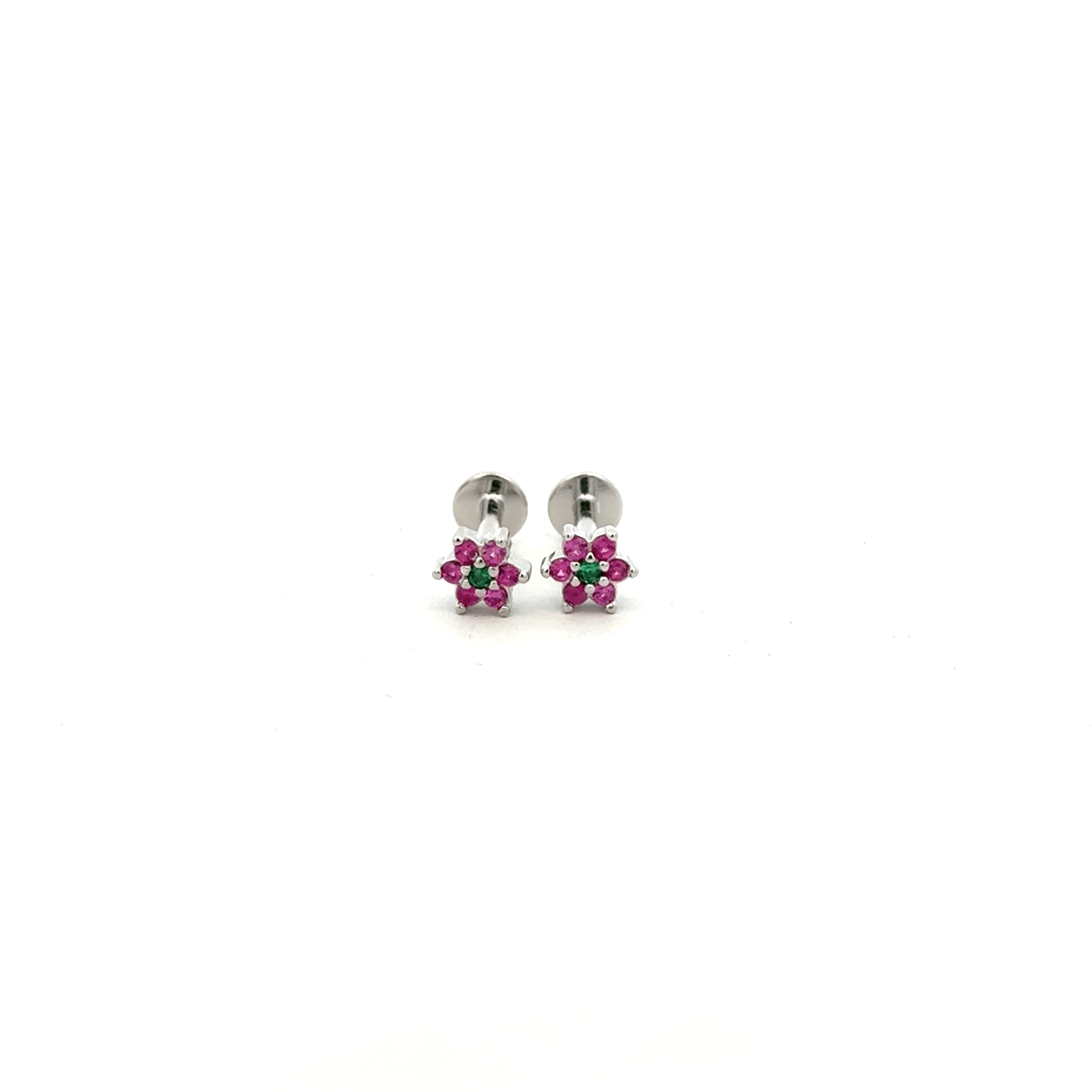 Green Stone Flower Stud