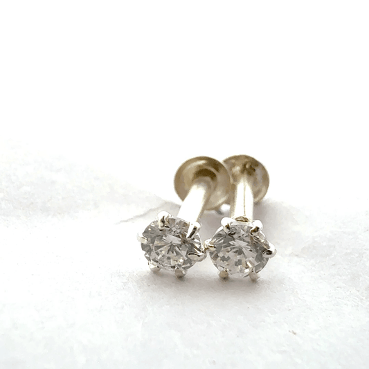 Single White Stone Second Earring