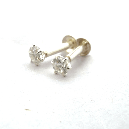 Single White Stone Second Earring