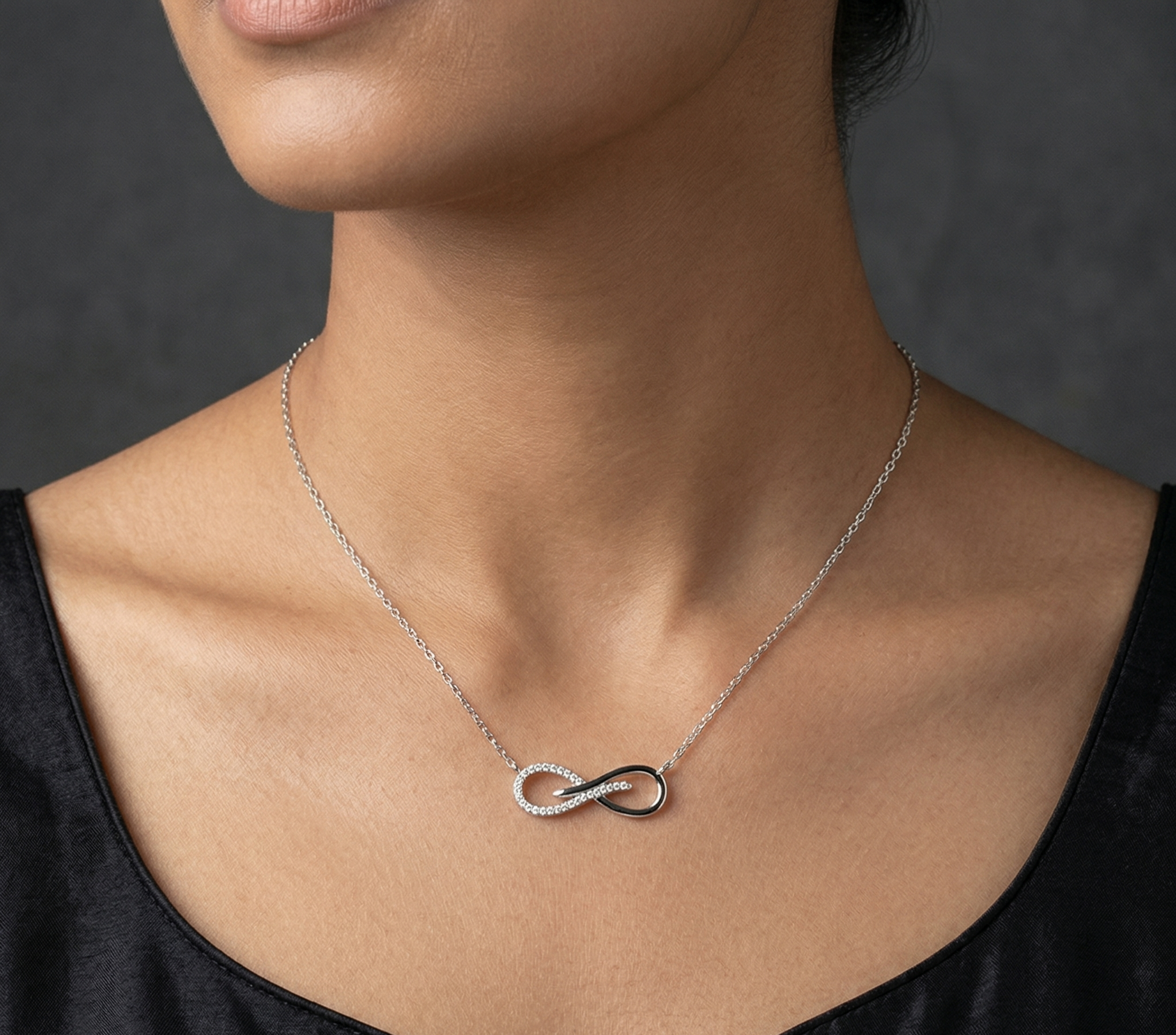 Rhodium infinity cross pendent