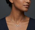 Rhodium heart beat infinity chain with in pendent