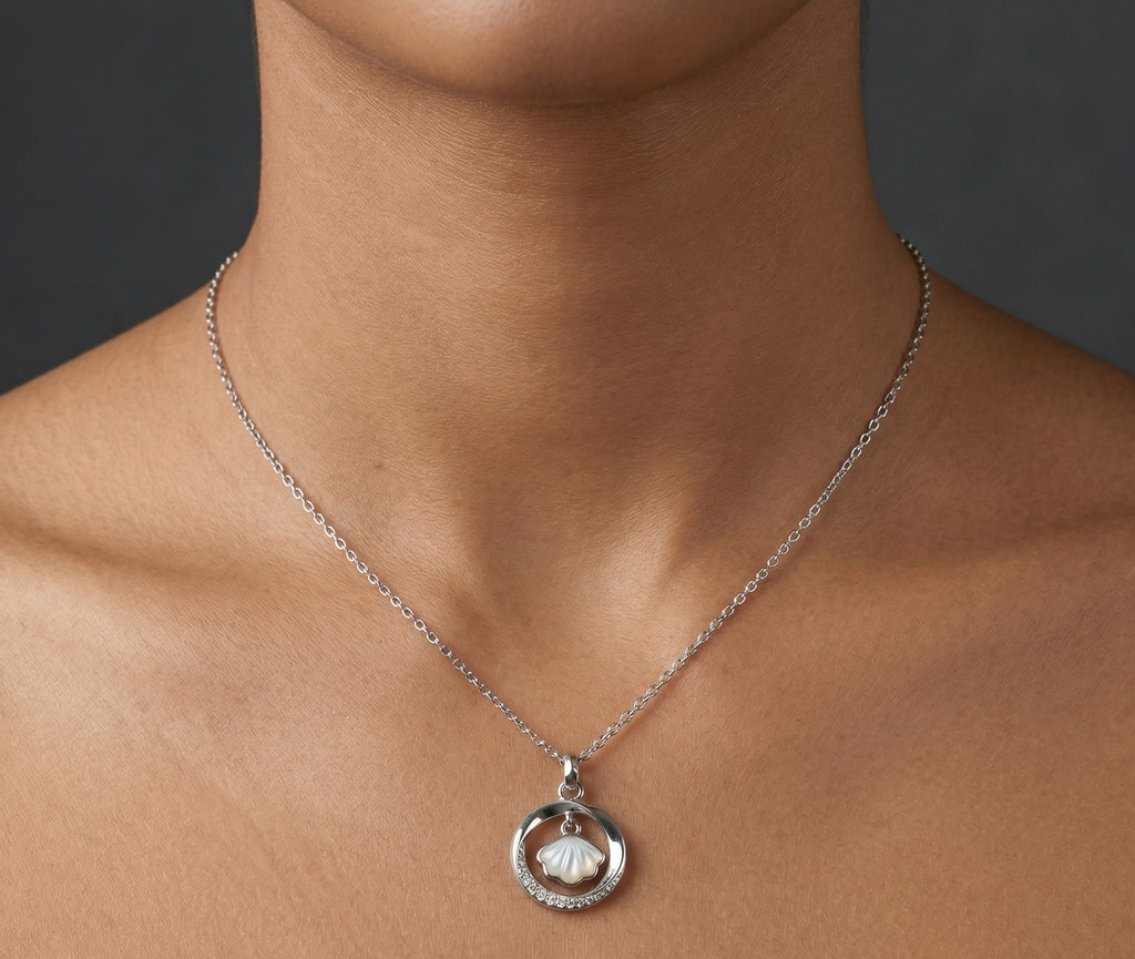 RHODIUM CIRCLE CHAIN WITH PENDANT