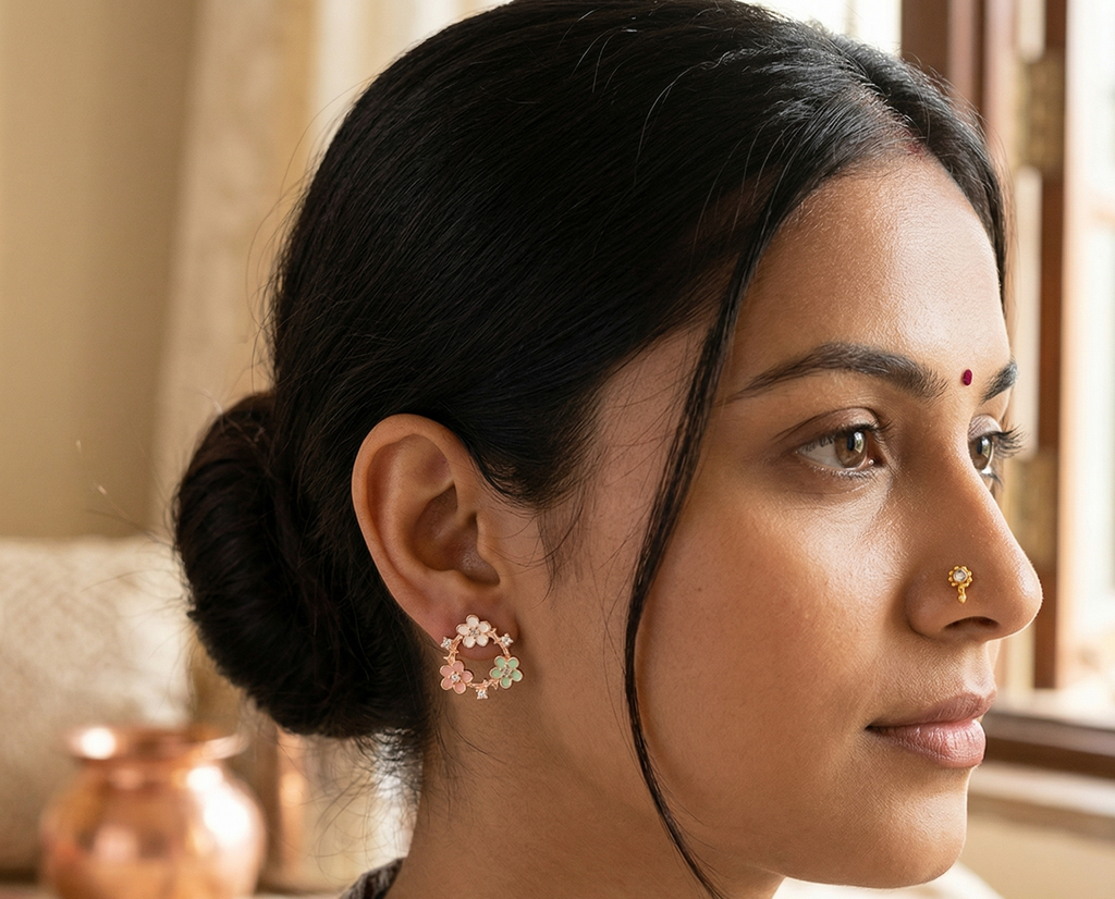 Rosegold Flower Earring