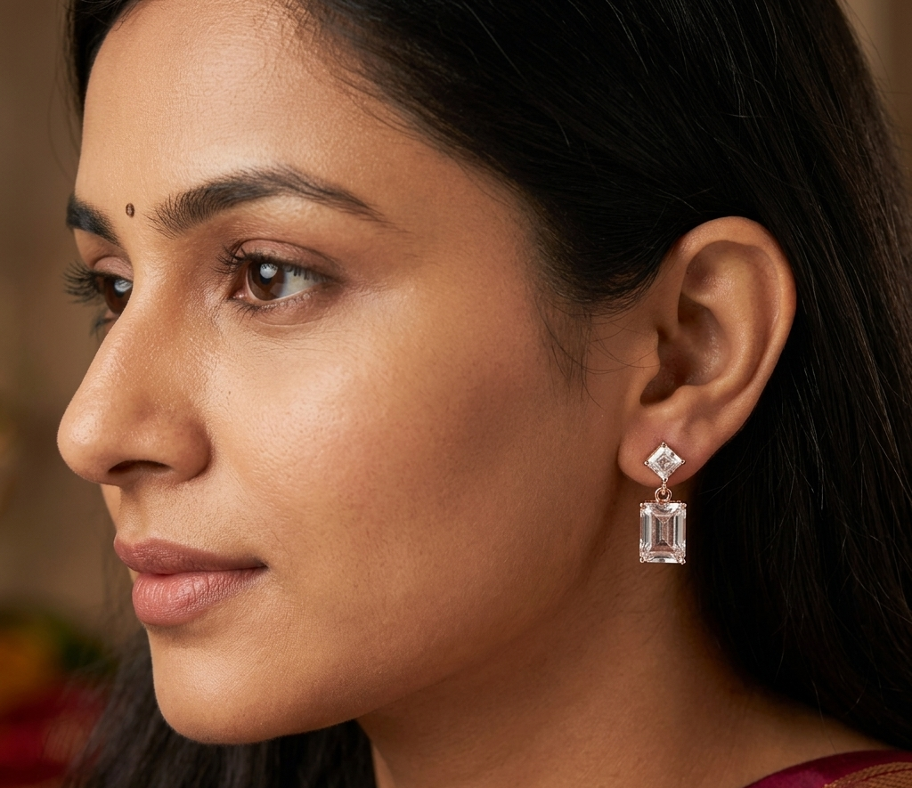 ROSEGOLD RECTANGLE EARRING