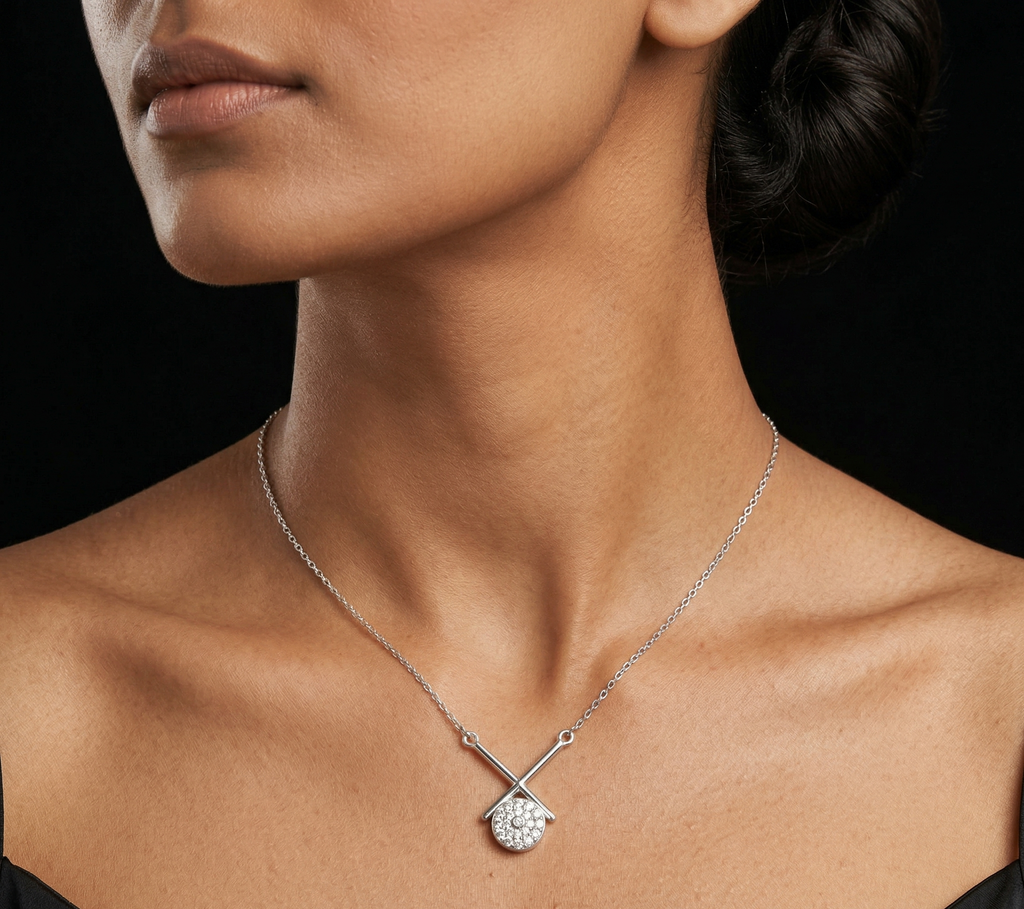 Cross Bar Crystal Drop Pendant