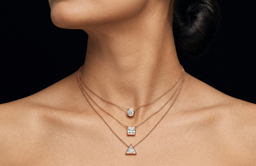 Rosegold Geometry Chain With Pendant
