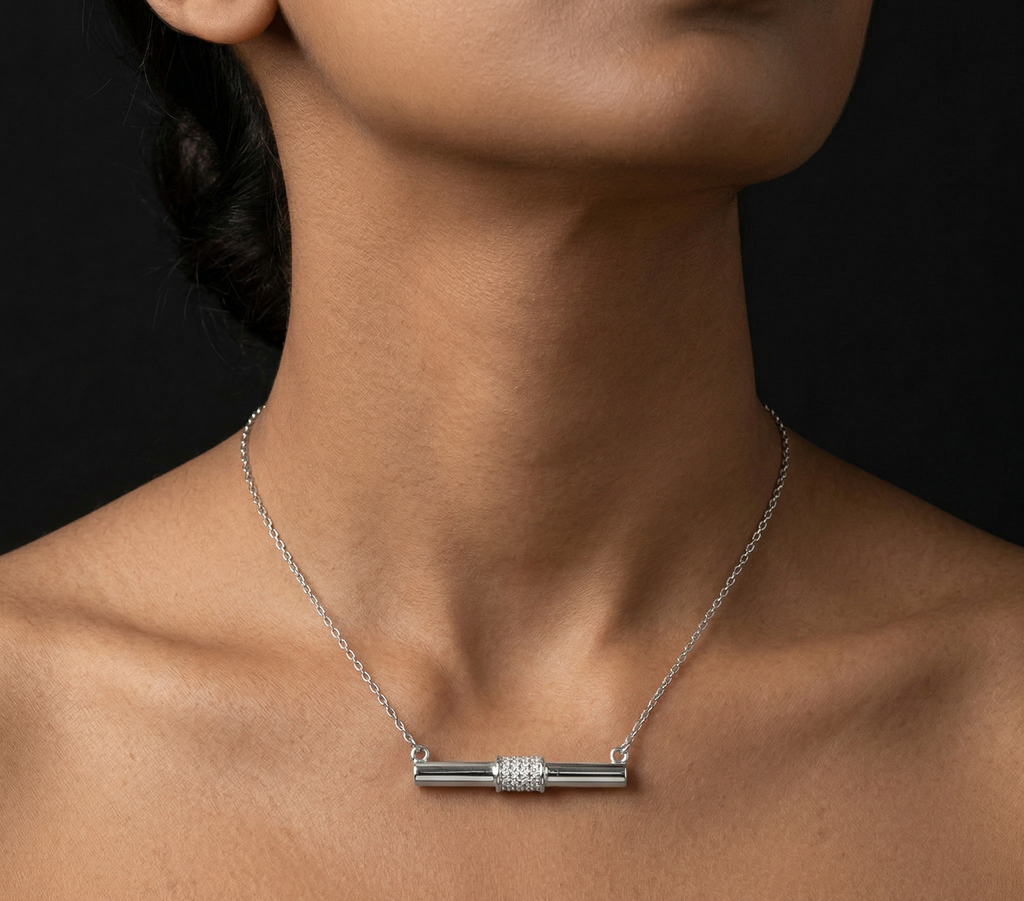 Rhodium horizontal Dollar Chain