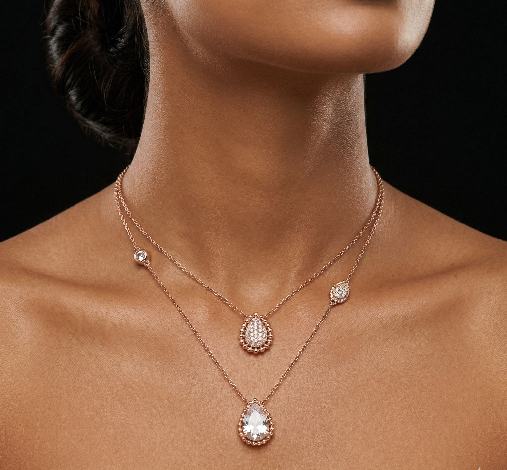 Rosegold Double Layer chain with pendent