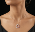 Floral Ruby Halo rose gold chain pendant