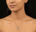 Baguette Circle with Pear Emerald rose gold chain pendant