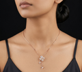 Crystal Four-Leaf Clover Charm rose gold chain pendant