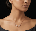 Pearl Bar with Heart Drop rose gold chain pendant