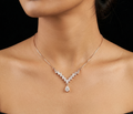 Baguette Chevron Pear Drop rose gold chain pendant