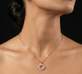 Scalloped Square rose gold chain pendant