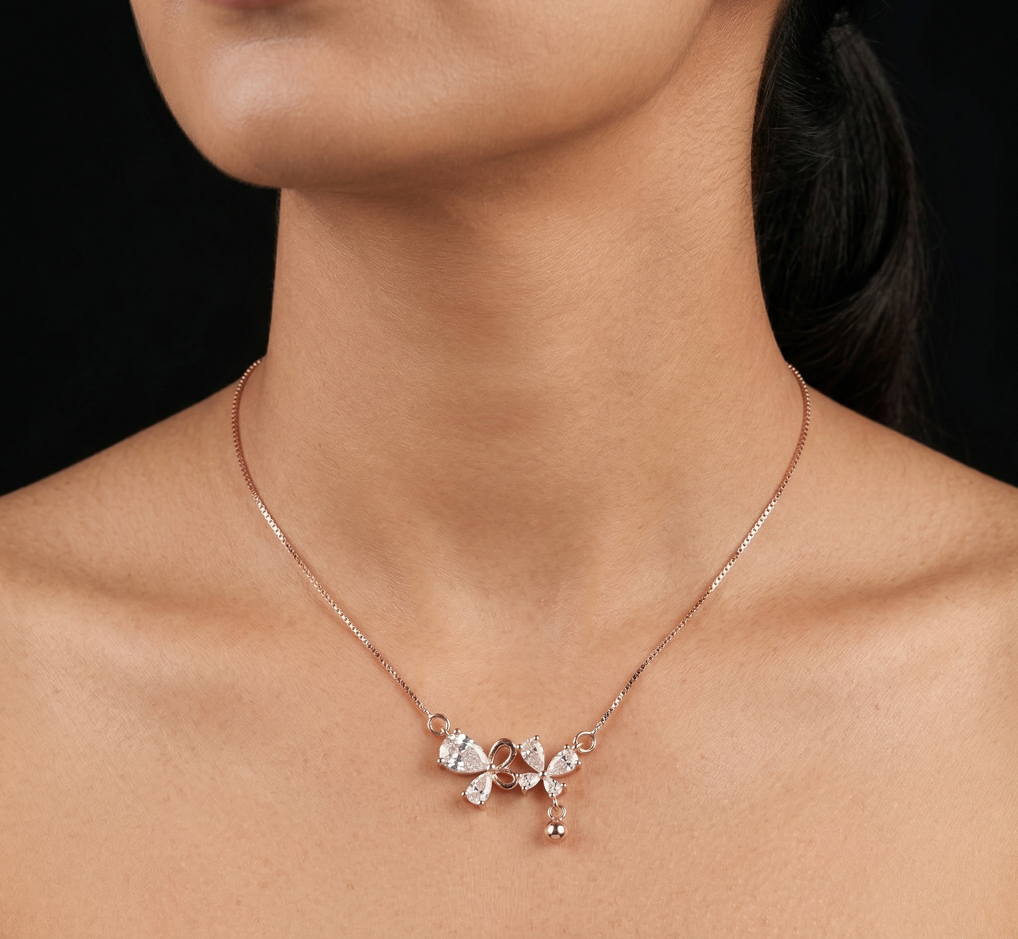 Butterfly rose gold chain pendant