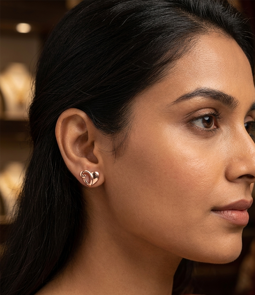 Heart Rosegold Earring