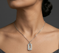Rhodium Rectangular type chain with pendent
