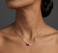 Rhodium Double Heart chain with pendent