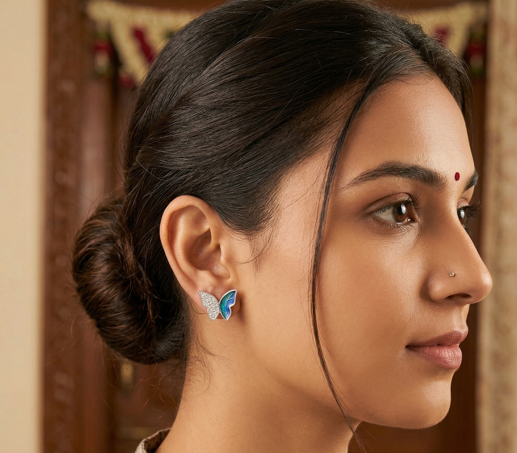 One side stone earrings