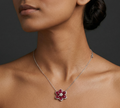 Rhodium Flower shape chain with pendent