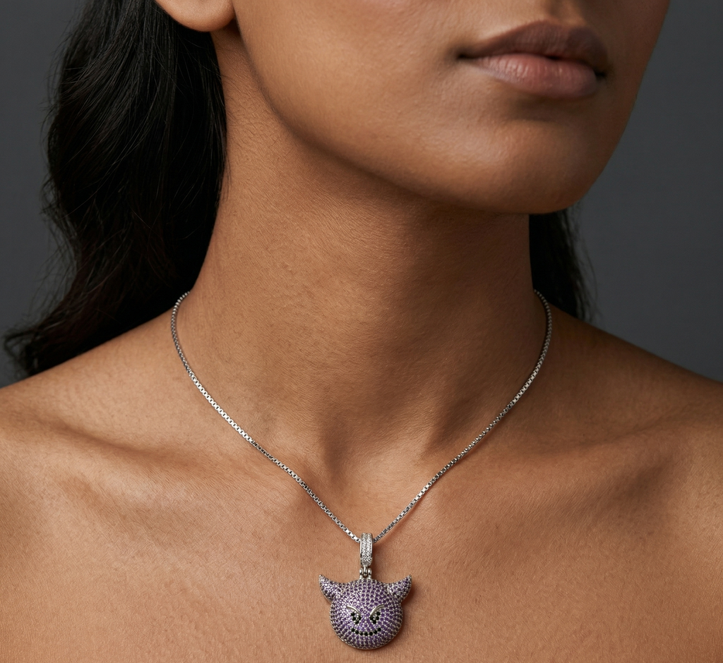 Rhodium Devil chain with pendent