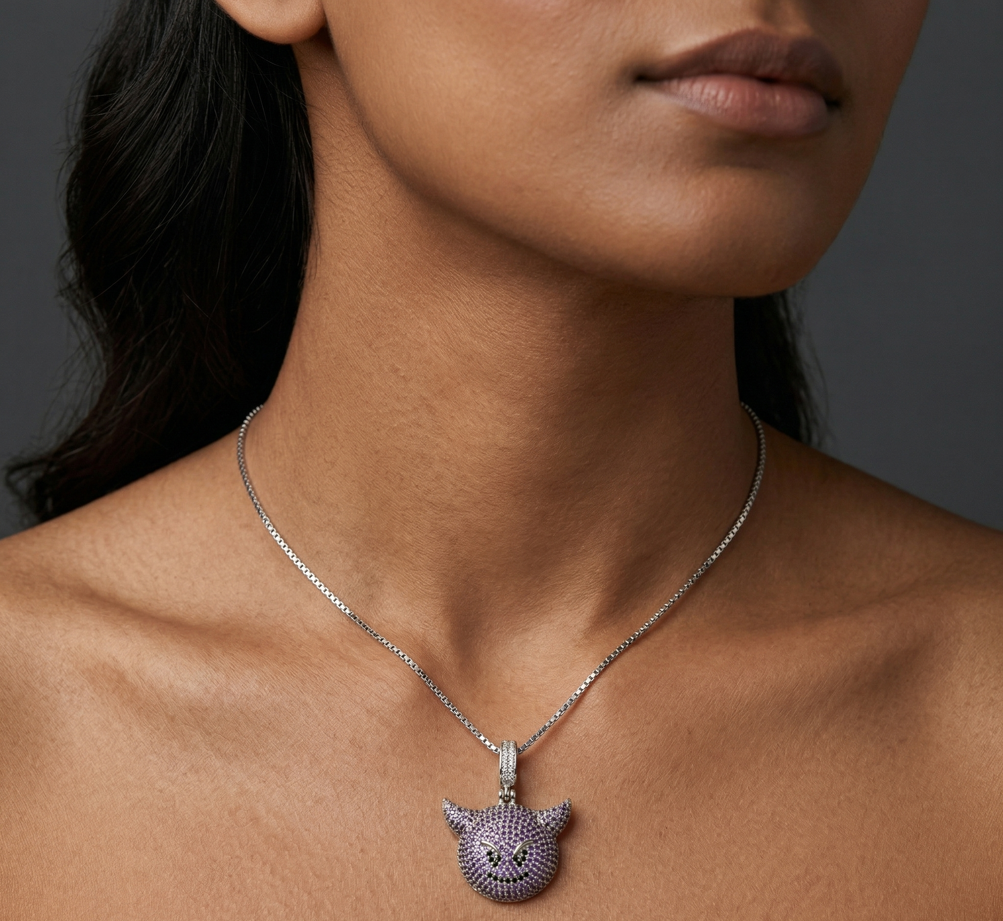 Rhodium Devil chain with pendent