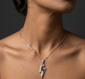Rhodium Thunder bolt chain with pendent