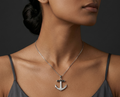 Rhodium Anchor chain with pendent
