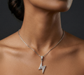 Rhodium Thunder bolt chain with pendent
