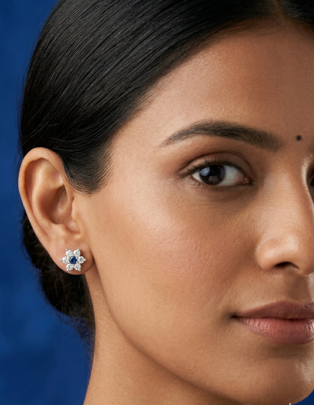 Satdani Blue Center Stone Earrings