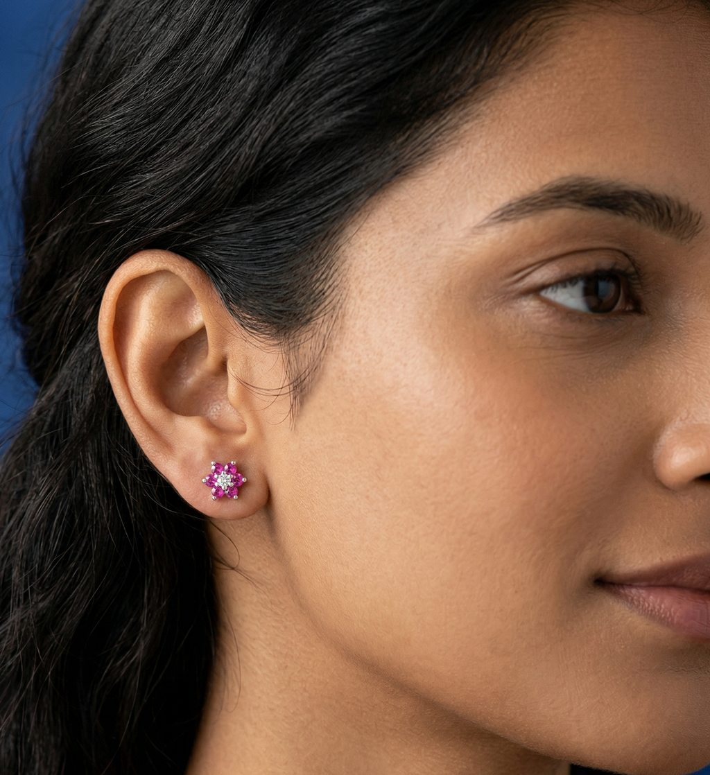 Satdani White Center Stone Earrings