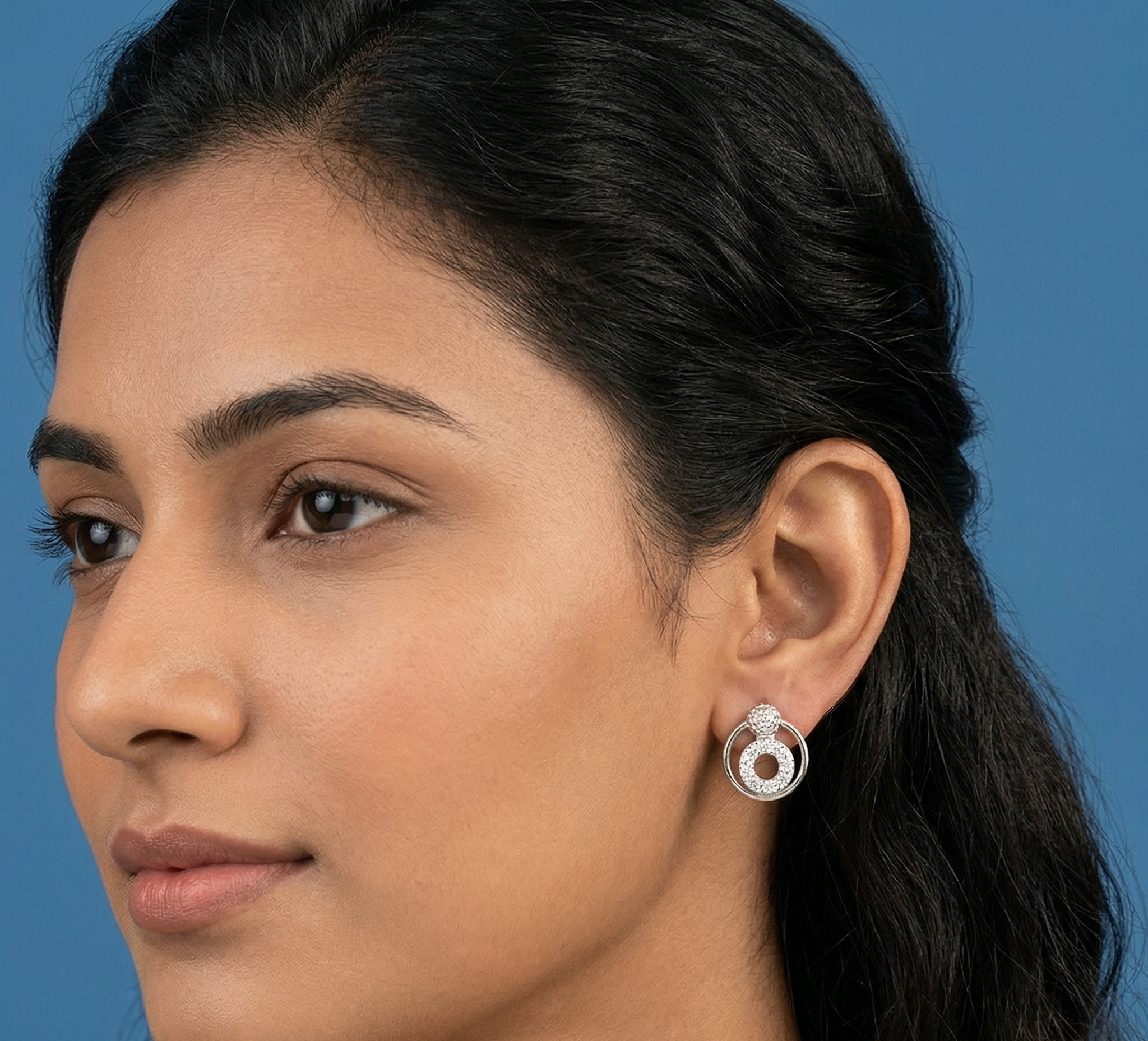 Circle White Stone Earrings