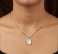 Rose Gold Oval Opal Halo chain pendant