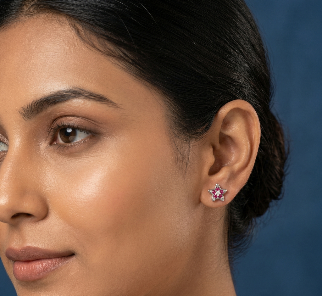 Star Red Stone Earring