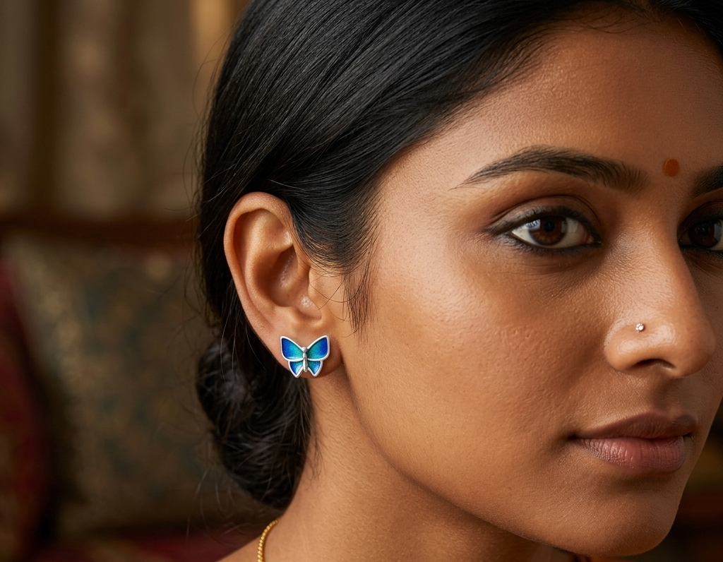 Small Blue Butterfly Earrings