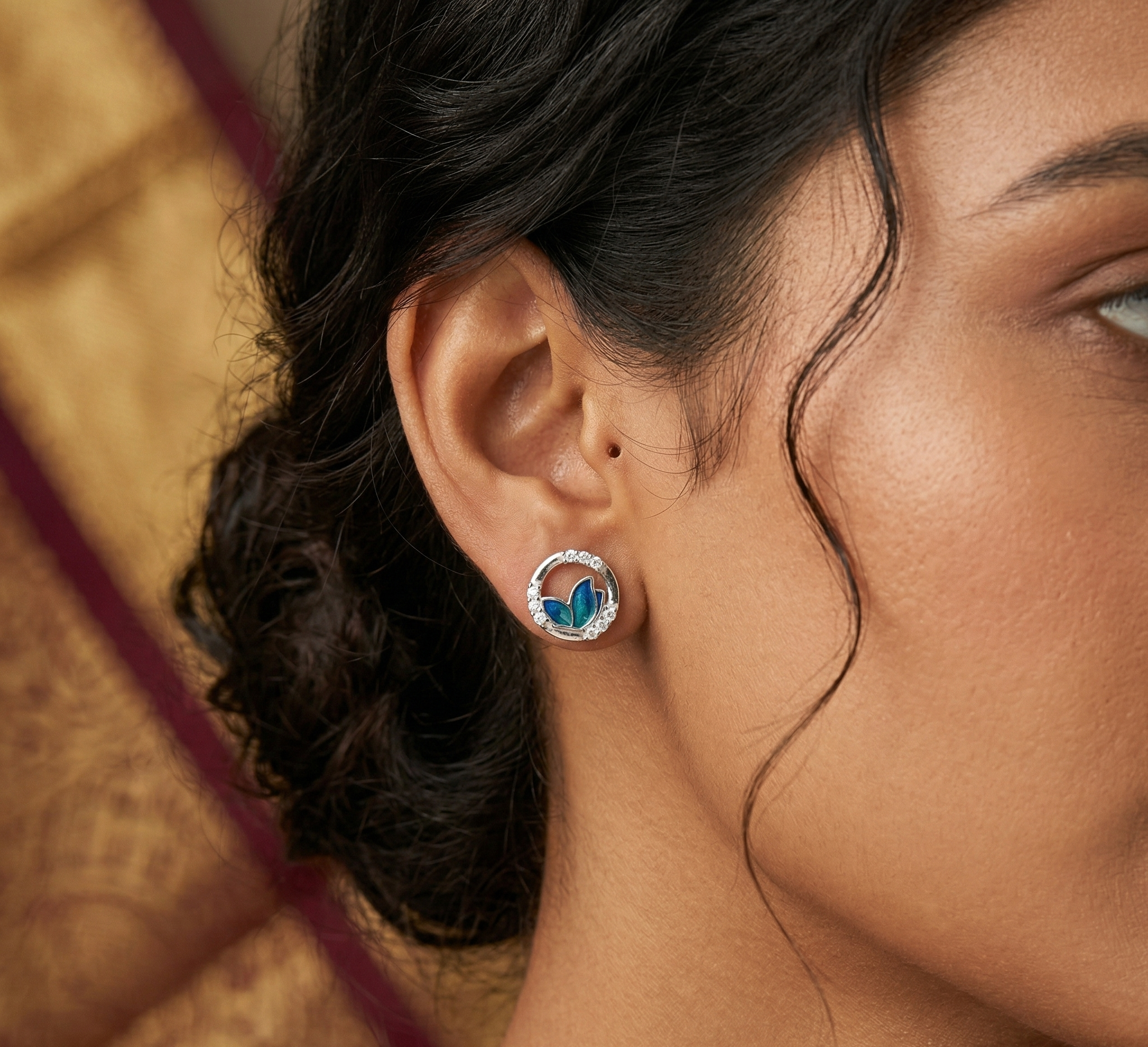 CIRCLE Blue Butterfly Earrings