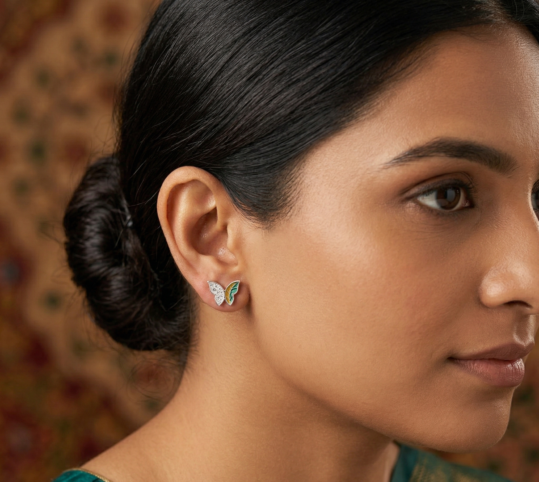 Green Yellow Butterfly Earrings