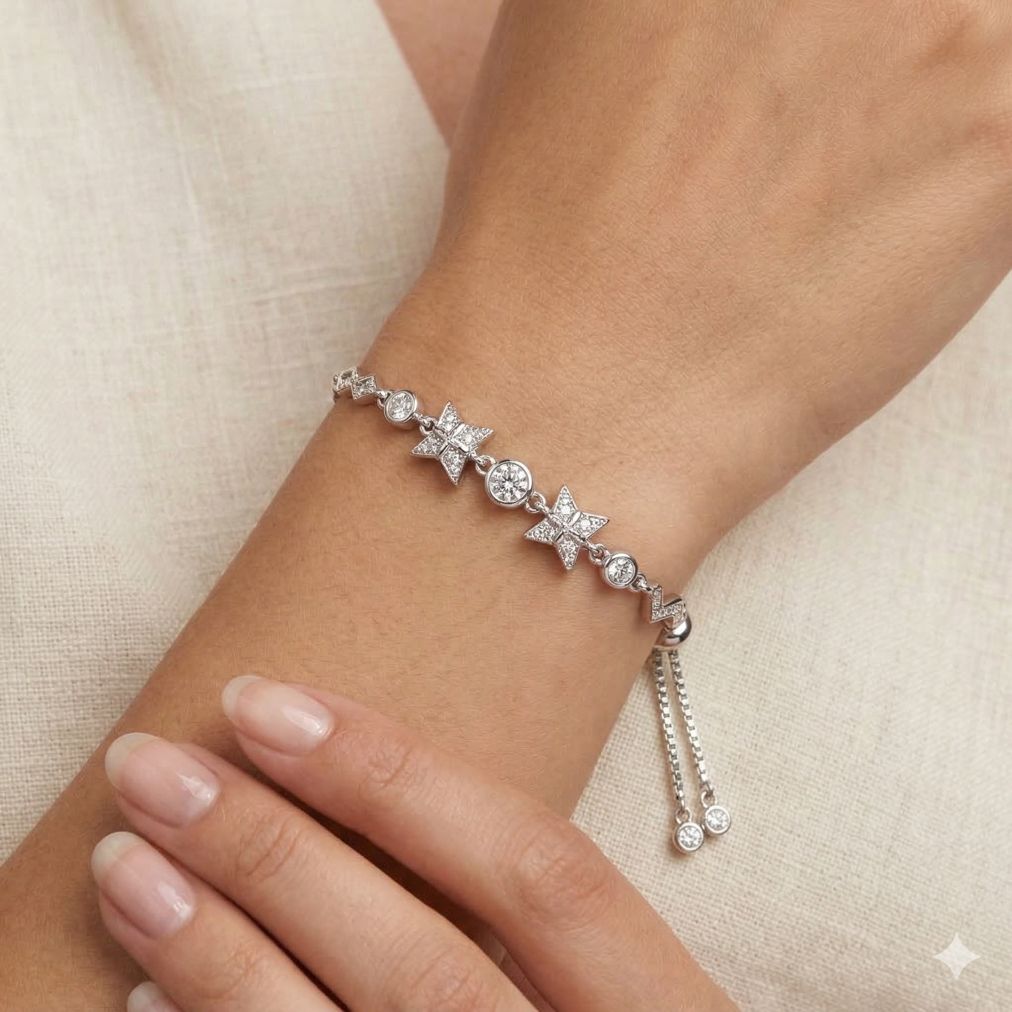 Rhodium Geometric shape bracelet