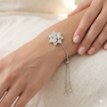 Rhodium Flower charm bracelet