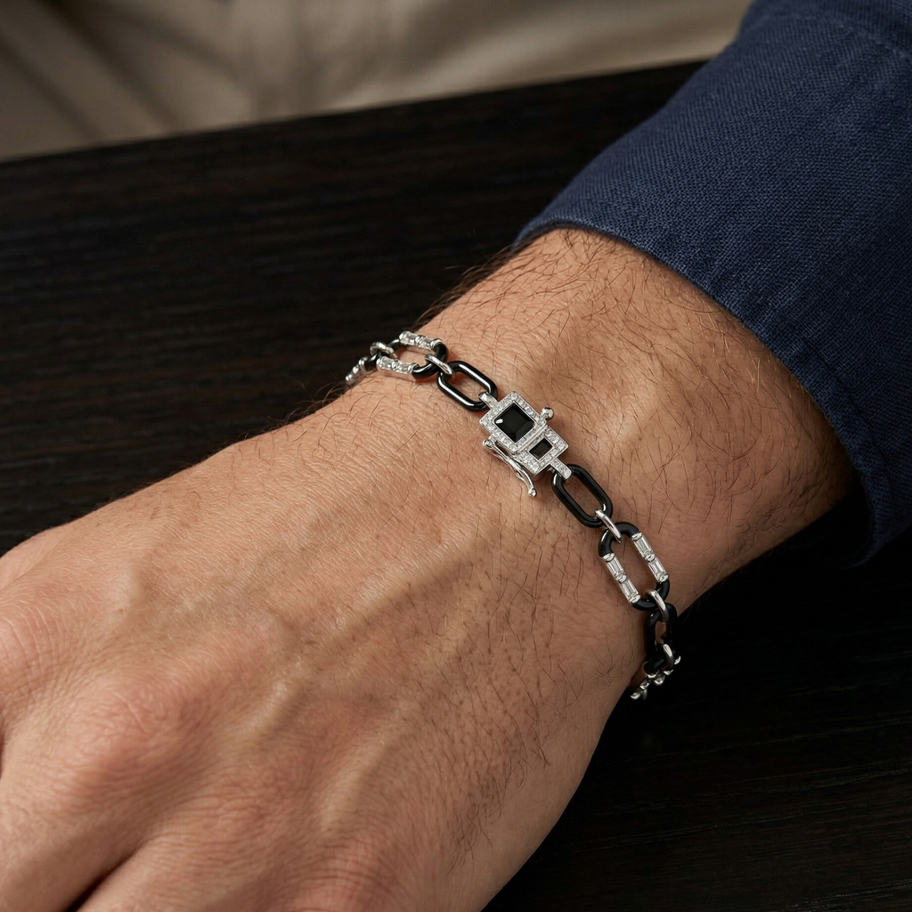 Unisex Black enamel Bracelet