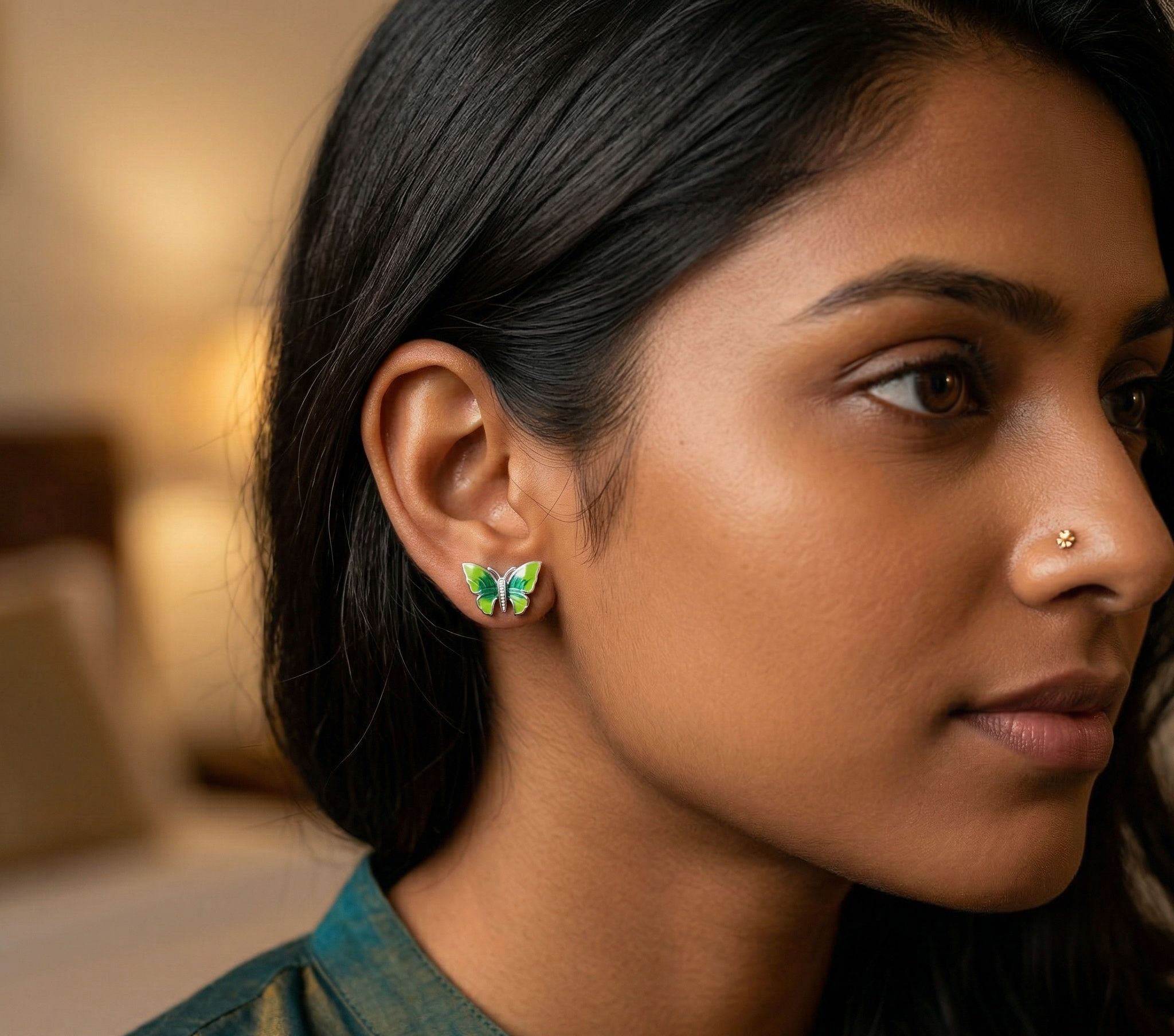 Light Green Butterfly Earrings